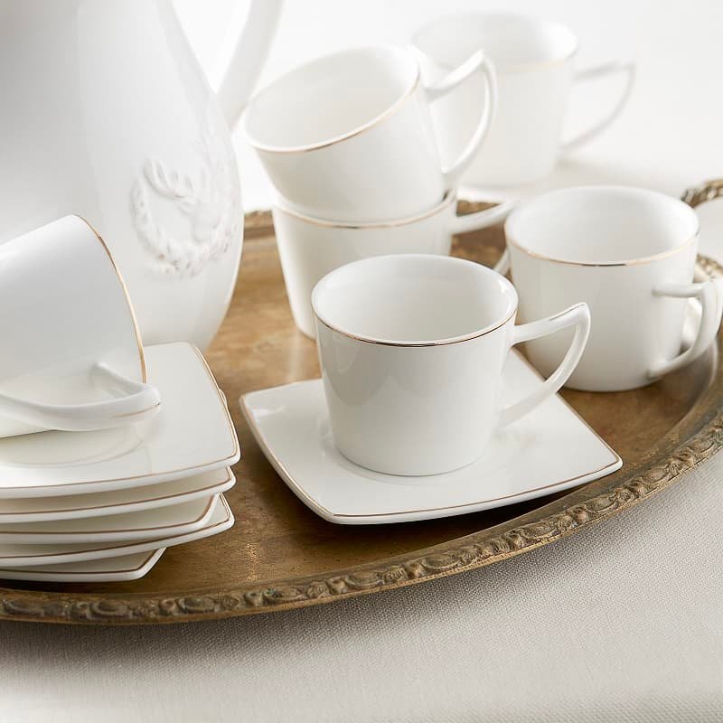 Karaca Σετ 6 Φλυτζανιών Ελληνικού Καφέ Με Τετράγωνο Πιάτο