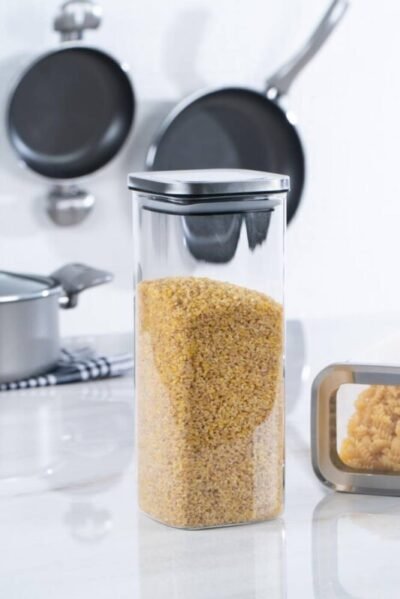 Τετράγωνο Γυάλινο Βάζο Αποθήκευσης 1700Ml