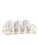 Σετ Μπαχαρικών Από Πορσελάνη Με Βάση 7Τμχ.