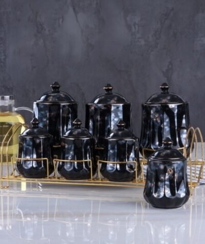 Σετ Μπαχαρικών Από Πορσελάνη Με Βάση 7Τμχ.