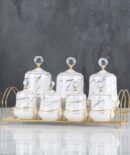 Σετ Μπαχαρικών Από Πορσελάνη Με Βάση 7Τμχ.