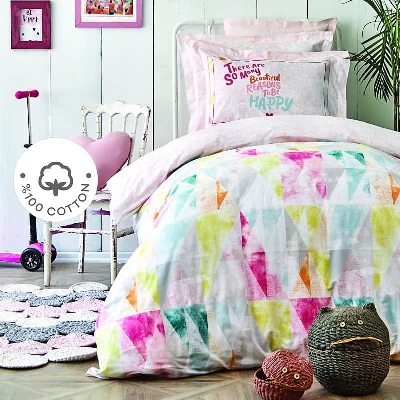 Karaca Home Colirido Pink Σετ Παπλωματοθήκη 100% Βαμβακερή Μονή Νεανική