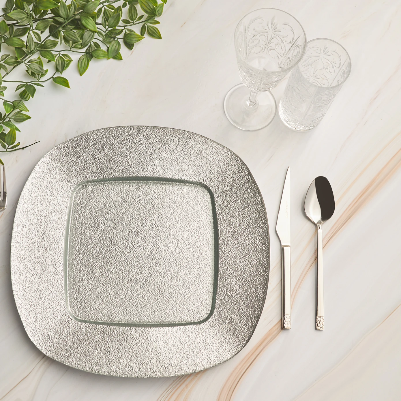 Διακοσμητική Πιατέλα Ασημί - 35 εκ.