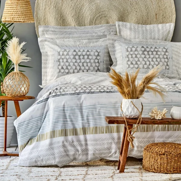 Γκρι Σετ Παπλωματοθήκη Διπλή