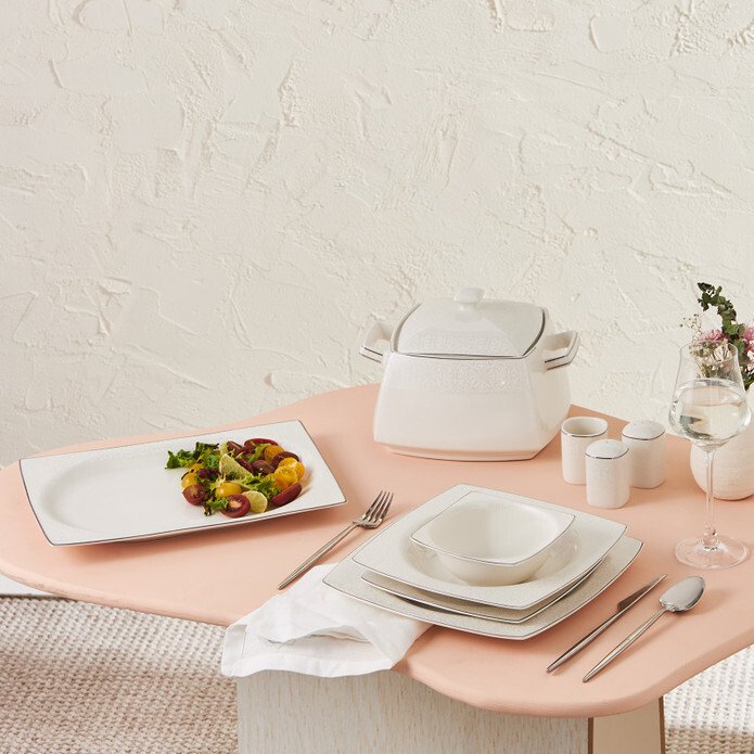 Karaca Square Bone Mandy Cream Σερβίτσιο 12 Ατόμων - 60 Τεμάχια