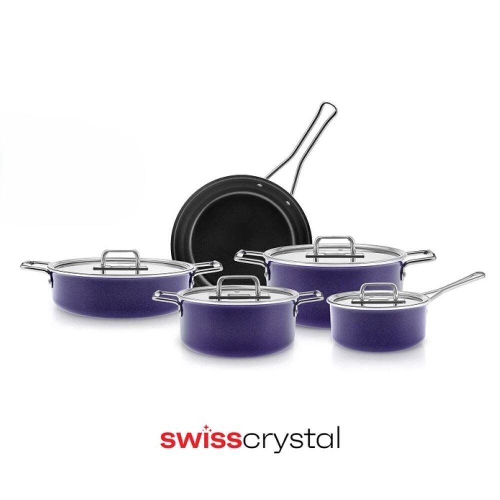 Karaca Swiss Crystal Mastermaid Crape Purple Σετ μαγειρικών Σκευών 9 Τεμάχια