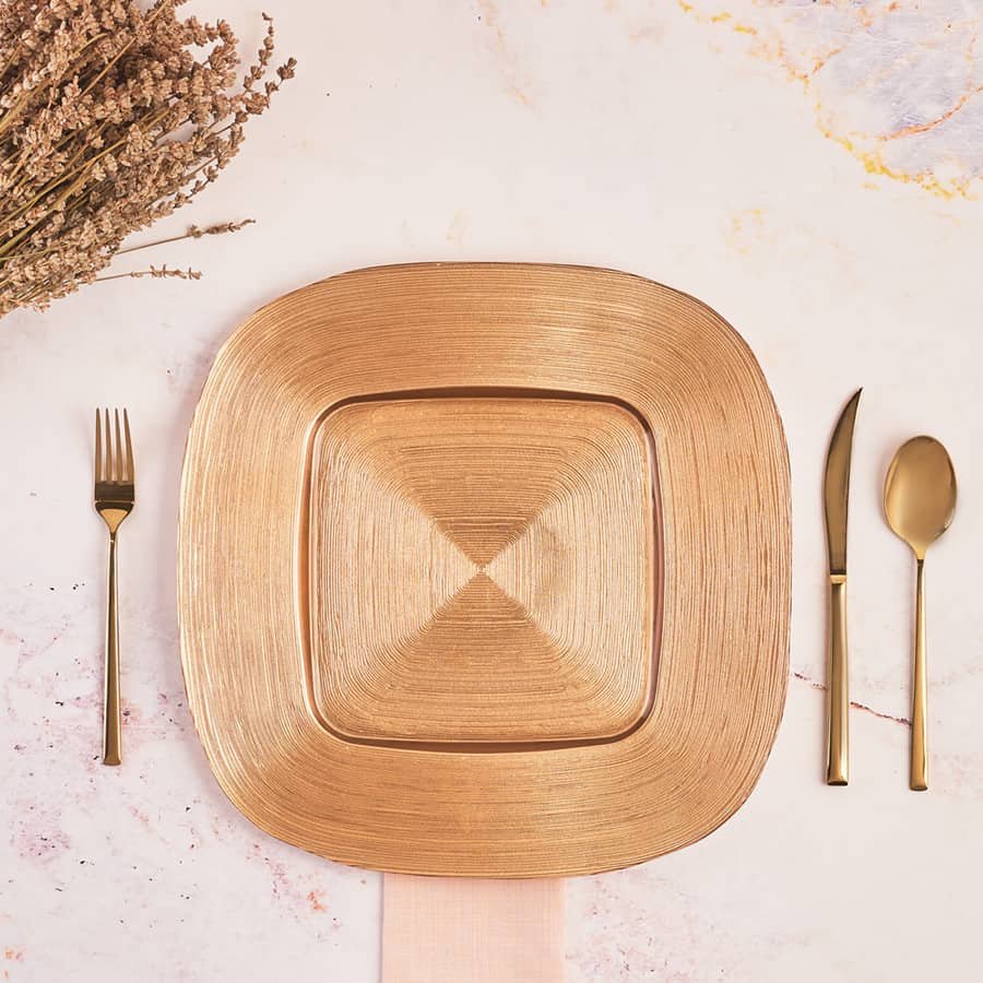 Karaca Premium Τετράγωνη Χρυσή Πιατέλα 37cm