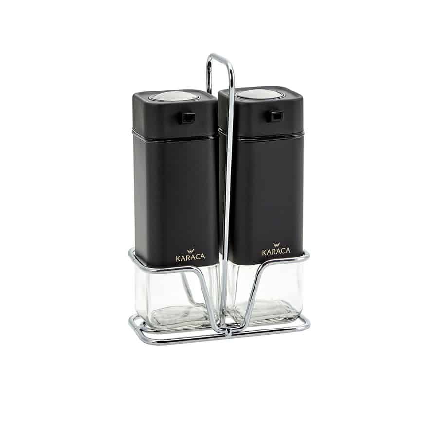 Karaca Avangart Σετ Σαλάτας Ξύδι & Λαδιού Μαύρο/Χρυσό