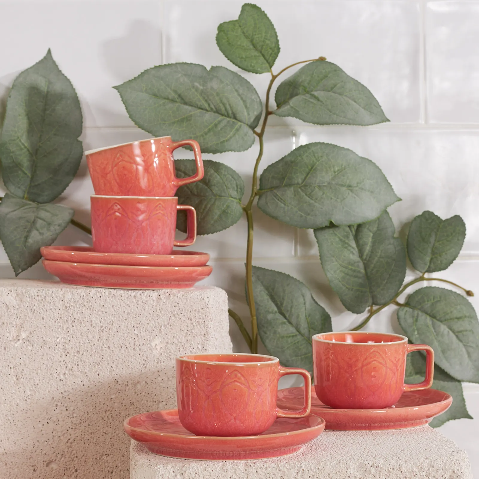 Karaca Vita Pink Σετ 6 Φλυτζάνια Καφέ 90 ml