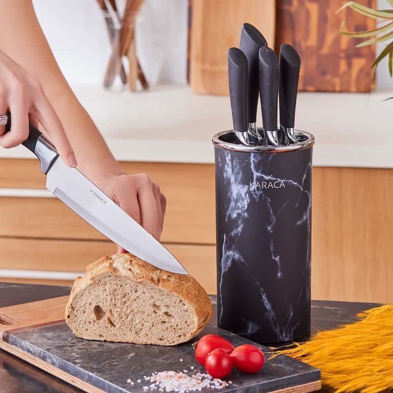 Karaca Marble Σετ Μαχαιριών Μαύρα 6Τμχ.