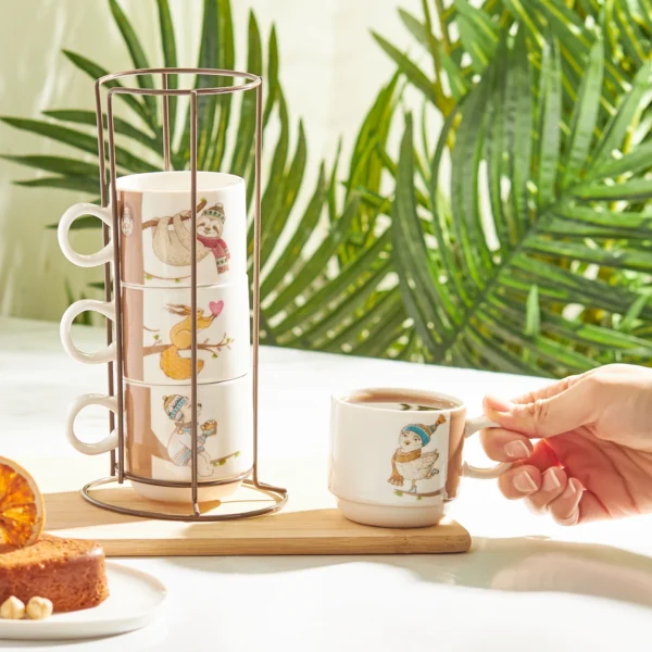 Σετ 4 Κούπες Πορσελάνης Με Βάση