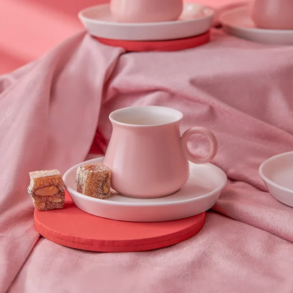 Σετ 6 Φλυτζάνια Καφέ - Ροζ Χρώμα 90 ml