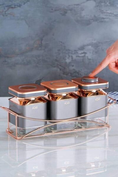 Black Magic Σετ Μπαχαρικών Με Μεταλλικό Σταντ Γκρι 3Τμχ.