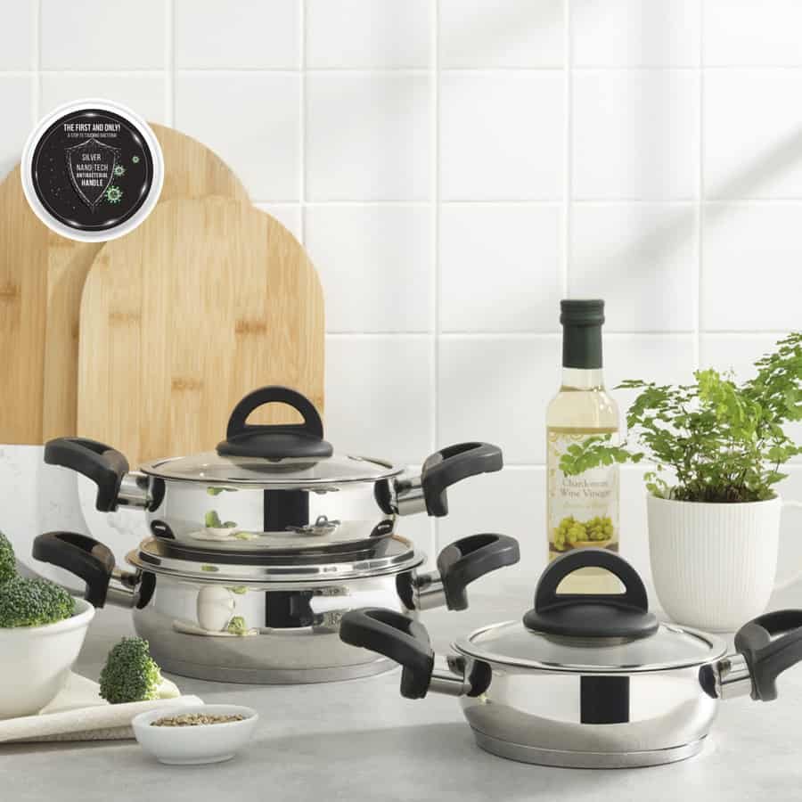 Karaca Florya Μαύρο Σετ Ατσάλινο Αντιβακτηριδιακό 6Τμχ.