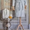 Karaca Home Eldora Ασημί Κεντητό Υπόλευκο-Γκρι Σετ Μπουρνούζια 3 Τμχ