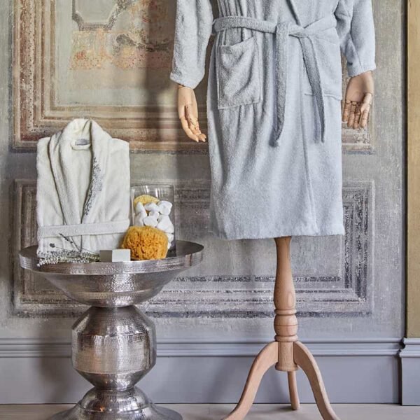 Karaca Home Eldora Ασημί Κεντητό Υπόλευκο-Γκρι Σετ Μπουρνούζια 3 Τμχ