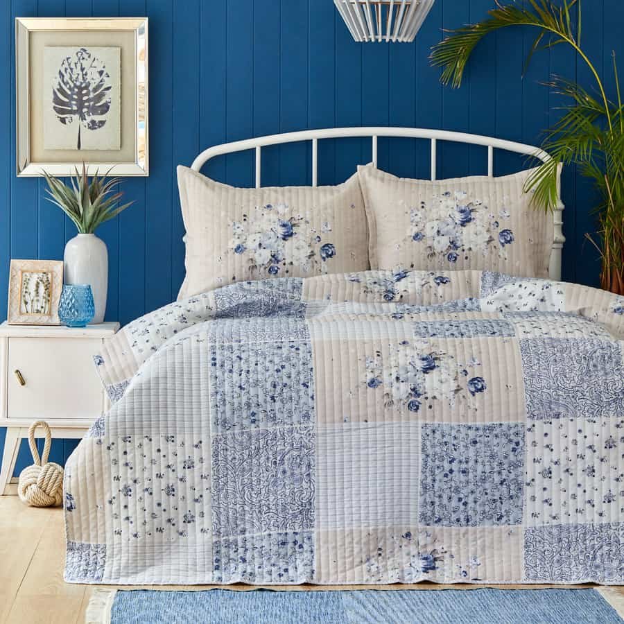 Karaca Home Adela Blue Σετ Κουβερλί Καπιτονέ Διπλό