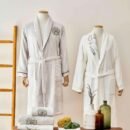 Karaca Home Minerva Offwhite- Μπεζ Σετ Οικογενειακό Μπουρνούζια Κεντητό Μπαμπού