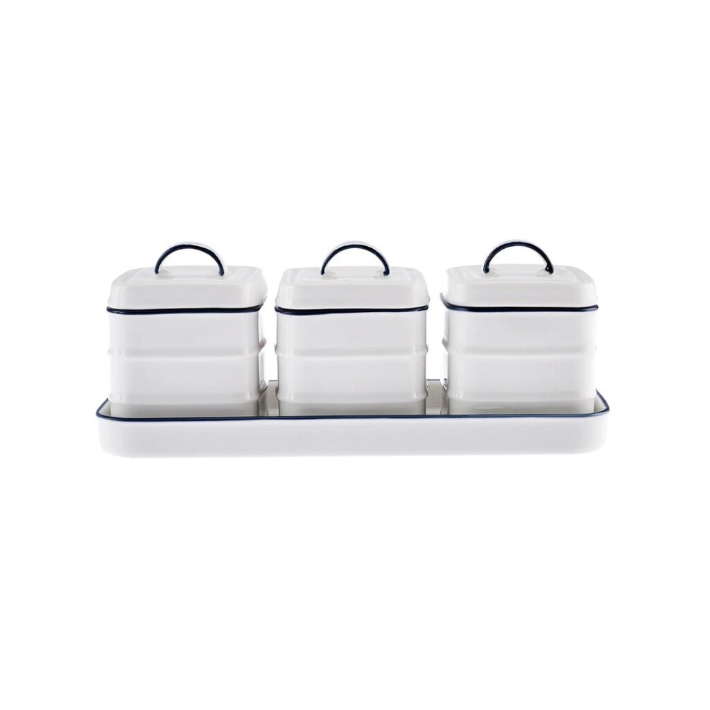 Karaca Deny Line Σετ 3 Βάζα Αποθήκευσης με Βάση