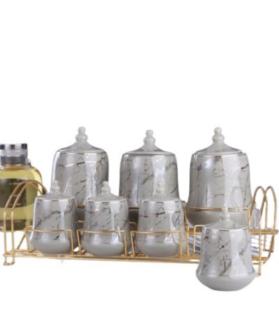 Σετ Μπαχαρικών Από Πορσελάνη Με Βάση 7Τμχ.