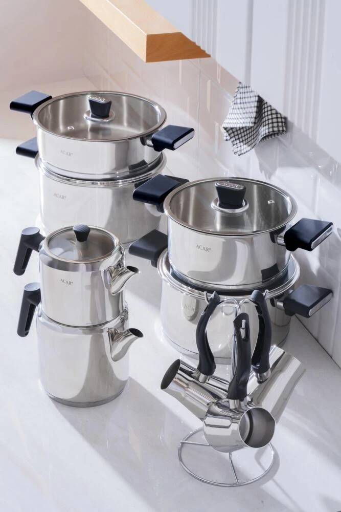 Orkide Σετ Κατσαρολών από Ανοξείδωτο Ατσάλι 16 Τεμαχίων – Silver